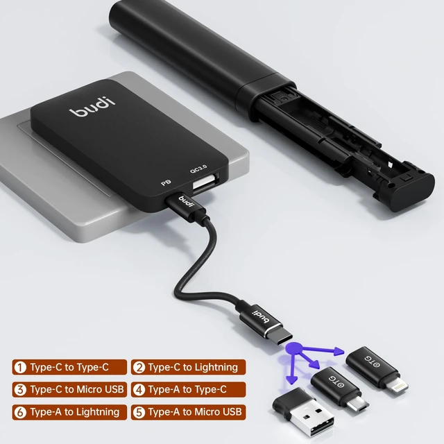 Alt view image 2 of 7 - USB Adapter KitMultifunctional Compact Cable Card, Travel Portable Aluminum Storage Case with Micro USB A Type C Light, PD65W Charging Cable Set, Sim Card Tray Eject Tool and Slot Case-Black