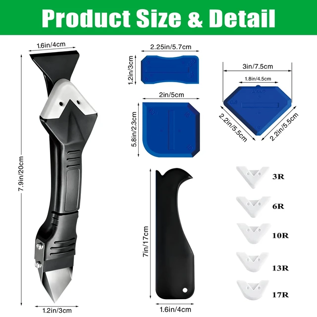 Alt view image 2 of 6 - 3 in 1 Caulking Tool, Silicone Sealant Finishing Tool, Caulk Remover Kit | Multi-functional set with grout scraper, silicone pads and caulk finishing tools for bathroom, kitchen, tub and tile sealing.
