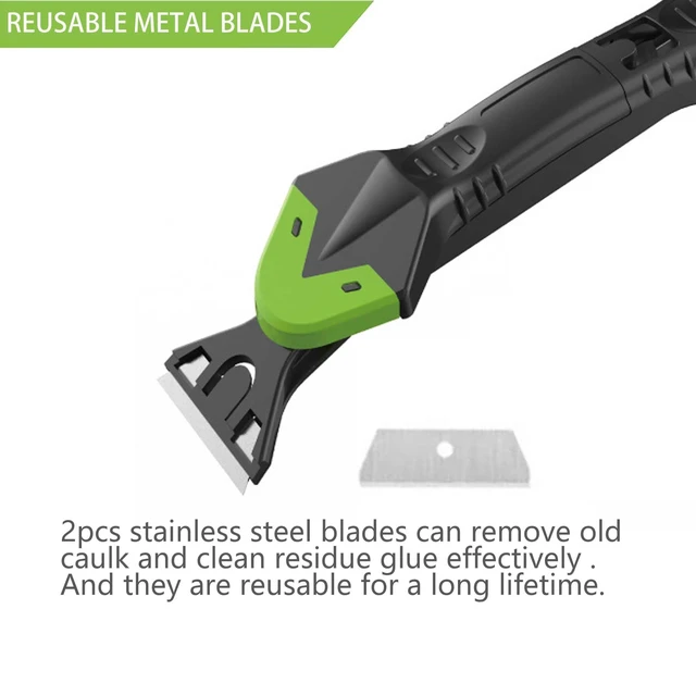 Alt view image 3 of 7 - Caulking Tool 5 in 1, Caulk Remover & Sealant Finishing Tool, 10-Piece Kit | 5 Silicone Pads + 2 Stainless Steel Blades + 4 Angle Scrapers | Seam Repair for Kitchen, Bathroom, Tile & Window Joints