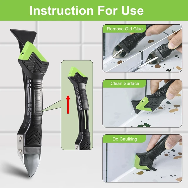 Alt view image 3 of 6 - 3 in 1 Silicone Caulking Tool Kit, Caulk Remover Tool&Caulk Tool | Stainless Steel Caulk Scraper, Caulk Finishing Tool of 6 Silicone Pads, Caulk Tools for Kitchen Bathroom Tile Shower Window