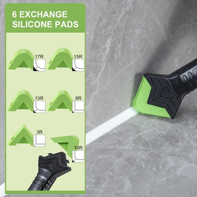 Alt view image 5 of 6 - 3 in 1 Silicone Caulking Tool Kit, Caulk Remover Tool&Caulk Tool | Stainless Steel Caulk Scraper, Caulk Finishing Tool of 6 Silicone Pads, Caulk Tools for Kitchen Bathroom Tile Shower Window
