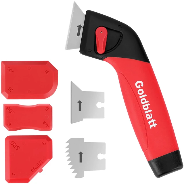 Main image of Grout Removal Tool with 3 Stainless Blades, Caulk Scraper Remover | 3 Metal Blades + 3 Finishing Tool, Multi-angle Smoothing, Caulk Remover Tool, Grout Scraper, for Silicone on Tub & Sink
