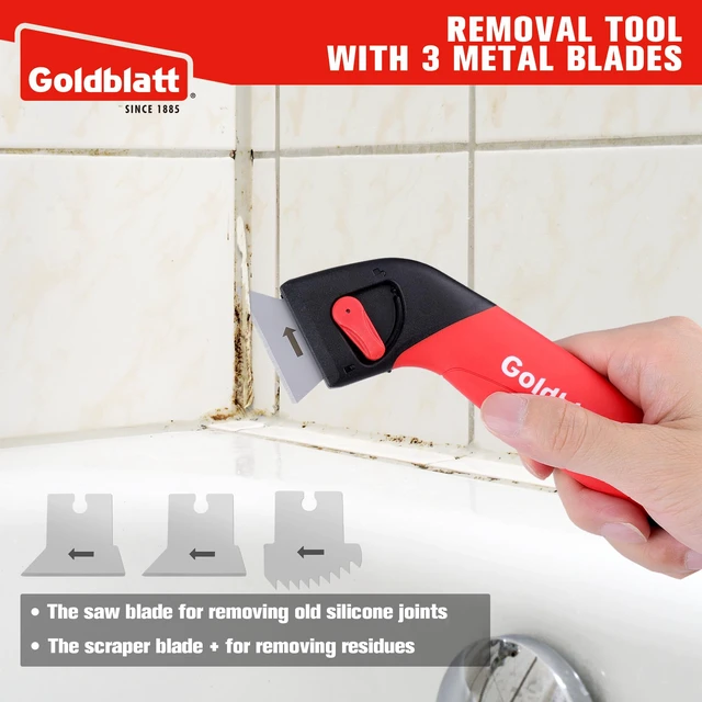 Alt view image 2 of 7 - Grout Removal Tool with 3 Stainless Blades, Caulk Scraper Remover | 3 Metal Blades + 3 Finishing Tool, Multi-angle Smoothing, Caulk Remover Tool, Grout Scraper, for Silicone on Tub & Sink