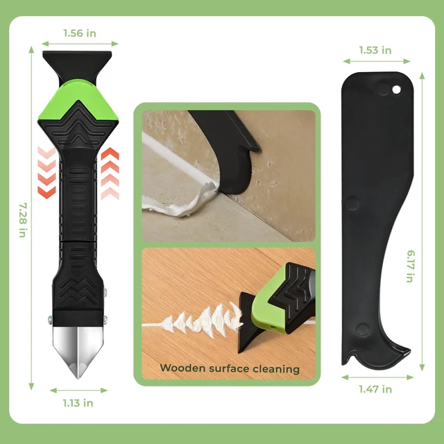 Alt view image 3 of 6 - Silicone Caulking Tool Kit, Caulk Remover & Grout Removal Tool | Sealant Finishing Tool with Stainless Steel Head for Bathroom Shower Bathtub Tile DIY Household Renovation
