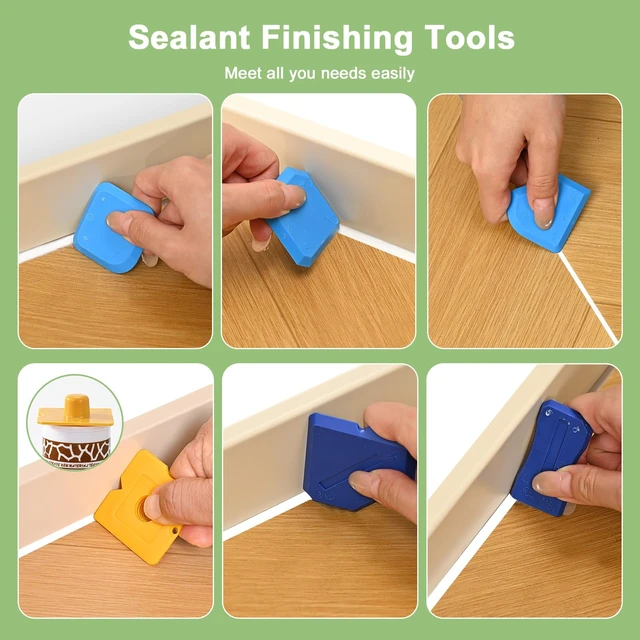 Alt view image 4 of 6 - Silicone Caulking Tool Kit, Caulk Remover & Grout Removal Tool | Sealant Finishing Tool with Stainless Steel Head for Bathroom Shower Bathtub Tile DIY Household Renovation