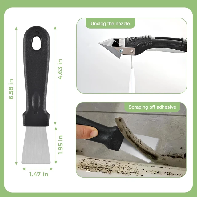 Alt view image 6 of 6 - Silicone Caulking Tool Kit, Caulk Remover & Grout Removal Tool | Sealant Finishing Tool with Stainless Steel Head for Bathroom Shower Bathtub Tile DIY Household Renovation