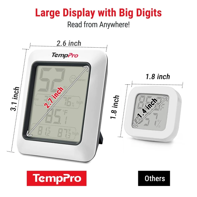 Alt view image 4 of 7 - TP50 Digital Hygrometer Indoor Thermometer Room Thermometer | Humidity Meter Humidity Gauge with Temperature Humidity Monitor for House Office Celler Kitchen Greenhouse RV