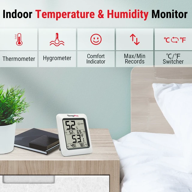 Alt view image 6 of 7 - TP50 Digital Hygrometer Indoor Thermometer Room Thermometer | Humidity Meter Humidity Gauge with Temperature Humidity Monitor for House Office Celler Kitchen Greenhouse RV