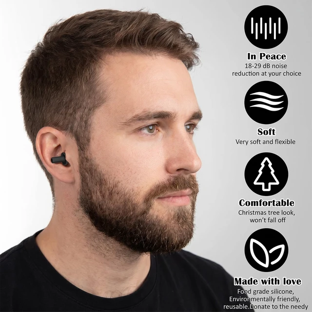 Alt view image 4 of 7 - 24 Pairs Black Ear Plugs Bulk NRR 29dB Reusable Silicone Ear Plugs with Plastic Cases Soft Foam Plug for Sleeping Noise Cancelling Concerts Shooting Swimming Noise Reduction