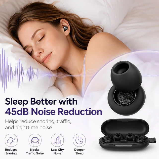 Alt view image 2 of 7 - 45dB Noise Cancelling Ear Plugs for Sleeping, 6 Pairs of Tips | Soft Reusable Silicone for Side Sleepers, Snoring, Focus, Flights, Concerts, and Daily Noise Reduction, Compact Case