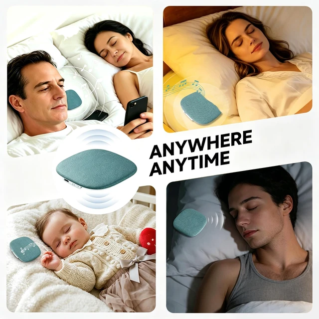Alt view image 7 of 7 - Under Pillow Sleep Speaker, Flat Bluetooth Pillow Speaker for Sleeping Material: Plastic & woven fabric. Use: Bone conduction audio for bedtime relaxation, side sleepers, and masking noise