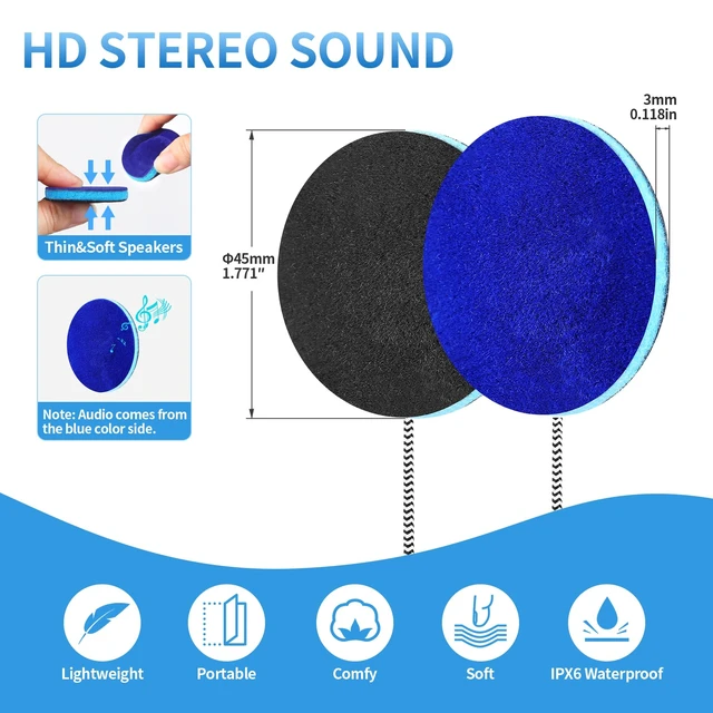 Alt view image 6 of 6 - Sleep Headphones Stereo with Headband Ultra Thin Speakers.Perfect for Side Sleeper,Sports,Air Travel,Meditation (WineRed)
