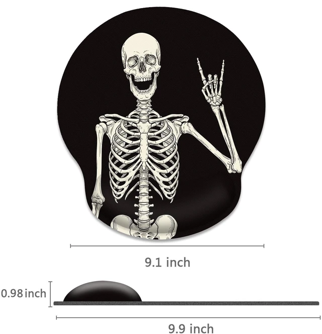 Alt view image 4 of 7 - Ergonomic Mouse Pad with Wrist Support, Skull Skeleton | Human Black Non-Slip Rubber Base Mousepad for Home Office Gaming Working Computers Laptop Easy Typing & Pain Relief