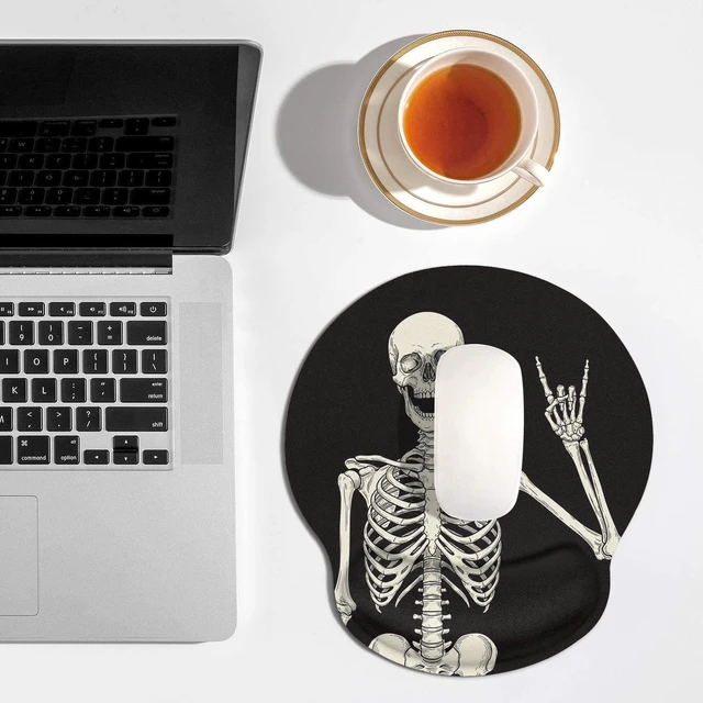 Alt view image 2 of 7 - Ergonomic Mouse Pad with Wrist Support, Skull Skeleton | Human Black Non-Slip Rubber Base Mousepad for Home Office Gaming Working Computers Laptop Easy Typing & Pain Relief