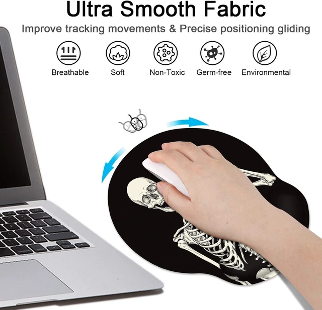 Alt view image 6 of 7 - Ergonomic Mouse Pad with Wrist Support, Skull Skeleton | Human Black Non-Slip Rubber Base Mousepad for Home Office Gaming Working Computers Laptop Easy Typing & Pain Relief