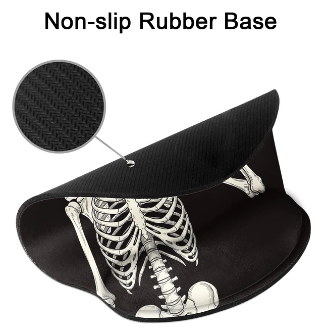 Alt view image 7 of 7 - Ergonomic Mouse Pad with Wrist Support, Skull Skeleton | Human Black Non-Slip Rubber Base Mousepad for Home Office Gaming Working Computers Laptop Easy Typing & Pain Relief