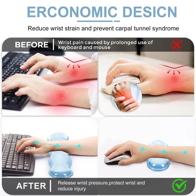 Alt view image 7 of 7 - Blue Striped Mouse Pad Set,Scalloped XXL Desk Mat + Ergonomic Mouse Wrist Rest + Gel Keyboard Wrist Rest for Keyboard 65%/75%,3in1 Large Desk Pad for Desktop Home Office Computer Game
