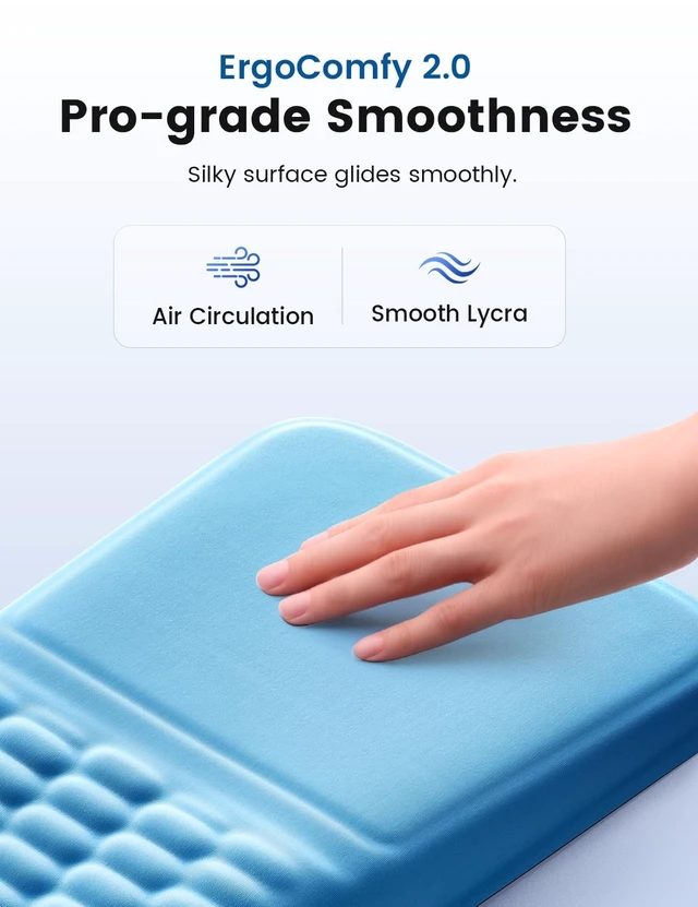 Alt view image 6 of 7 - Ergonomic Mouse Pad with Wrist Rest Memory Foam Mouse Pad with Wrist Support & Massage Bulge, Non-Slip PU Base, Relieves Carpal Tunnel Pain Ideal Mouse Wrist Rest for Office & Home (Blue)