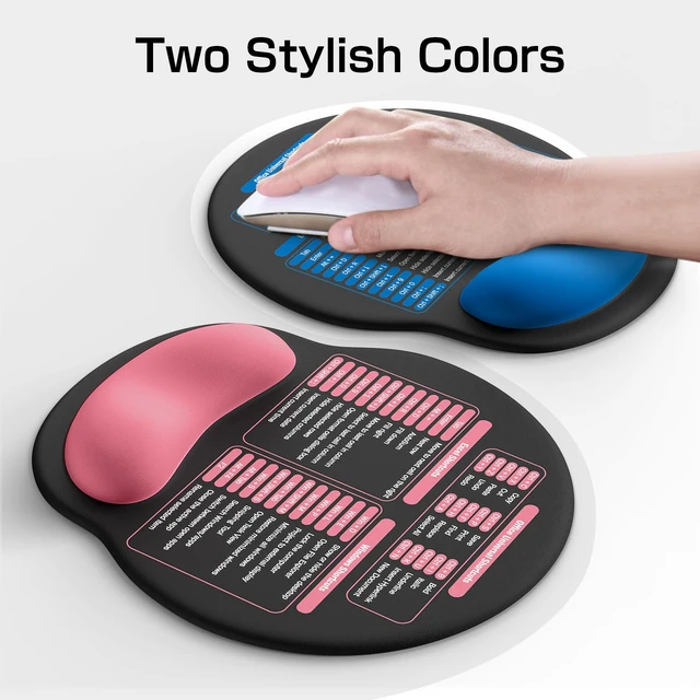 Alt view image 7 of 7 - Mouse Pad with Wrist Rest - Ergonomic Memory Foam Excel Office Shortcut | Black Blue. Excel Cheat Sheet Mousepad with Windows & Office Shortcuts, Non-Slip PU Base, for Computer Desk Laptop Travel