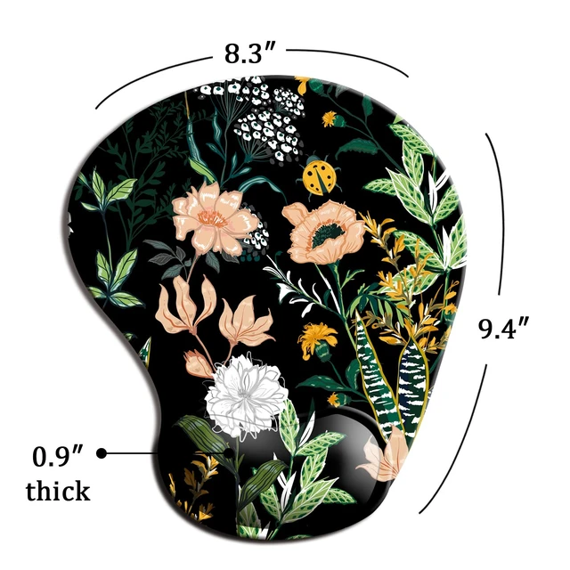 Alt view image 6 of 7 - Ergonomic Mouse Pad with Wrist Support, Cute Mouse Pads with Non-Slip PU Base for Home Office Working Studying Easy Typing & Pain Relief Black Floral