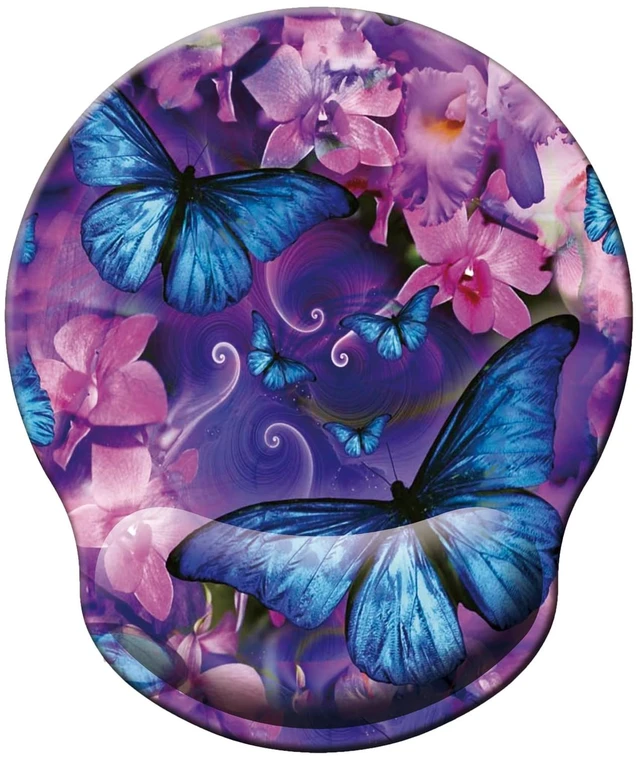 Main image of Mouse Pad with Wrist Support, Ergonomic Mouse Pad with Memory Foam Wrist Rest Cushion, Non-Slip Rubber Base Gaming Mice Pad for Home Office Computer Laptop, Butterfly Flowers