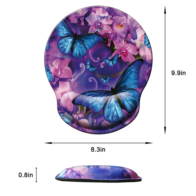 Alt view image 6 of 7 - Mouse Pad with Wrist Support, Ergonomic Mouse Pad with Memory Foam Wrist Rest Cushion, Non-Slip Rubber Base Gaming Mice Pad for Home Office Computer Laptop, Butterfly Flowers