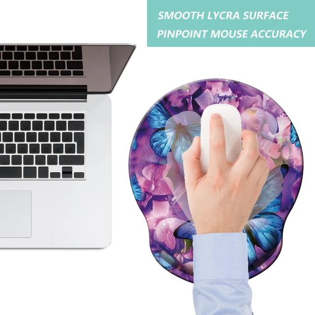 Alt view image 7 of 7 - Mouse Pad with Wrist Support, Ergonomic Mouse Pad with Memory Foam Wrist Rest Cushion, Non-Slip Rubber Base Gaming Mice Pad for Home Office Computer Laptop, Butterfly Flowers