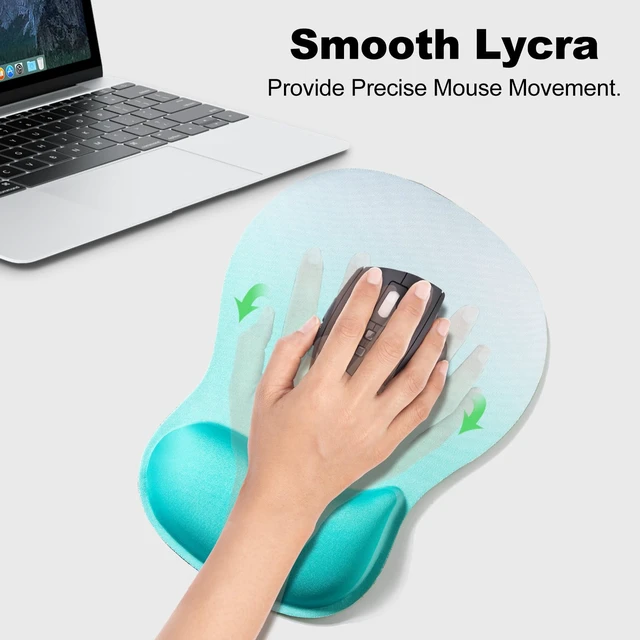 Alt view image 5 of 7 - Mouse Pad Wrist Support, Ergonomic Mousepad with Memory Foam Wrist Rest Cushion, Non-Slip Rubber Base Gaming Mouse Pad for Pain Relief and Easy Typing, Home Office Laptop, Gradient Green