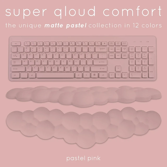 Alt view image 3 of 7 - Pink Cloud Keyboard Wrist Rest Qloud Pink Wrist Rest for Computer Keyboard and Mouse, Ergonomic Memory Foam Wrist Pad with Non-Slip Base, Includes Cloud Mouse Pad