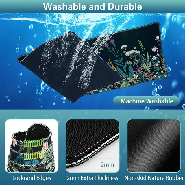 Alt view image 3 of 7 - Desk Mat with Wrist Rest, 4-in-1 XXL Large Keyboard and Mouse Pad | (35.4×15.7in)Large Mouse Pad + Keyboard Wrist Rest + Coaster, Desk Mat for Keyboard and Mouse Big Computer Desk Mat Non-Slip