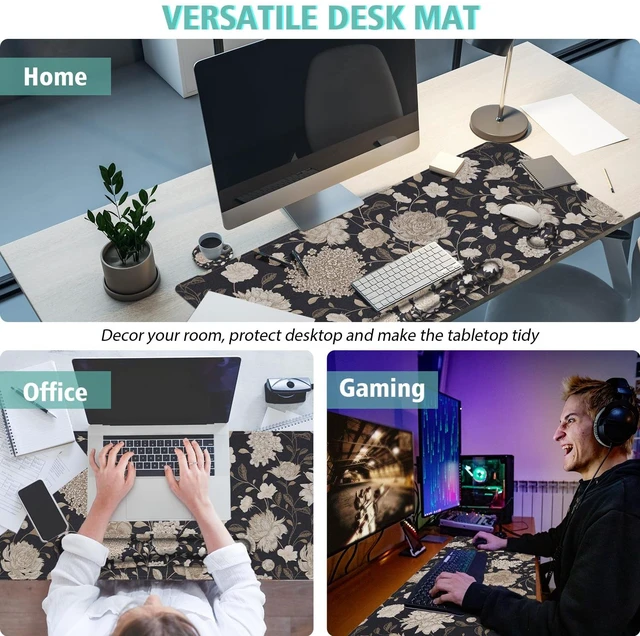 Alt view image 7 of 7 - Floral Large Mouse Pad with Wrist Support Set of 4,Large Gaming Mouse Pad+Keyboard Rest+Mouse Wrist Rest+Coaster,Ergonomic Mouse mat,Anti-Slip,Memory Foam Desk Mat for Home Office Gaming (Rose)