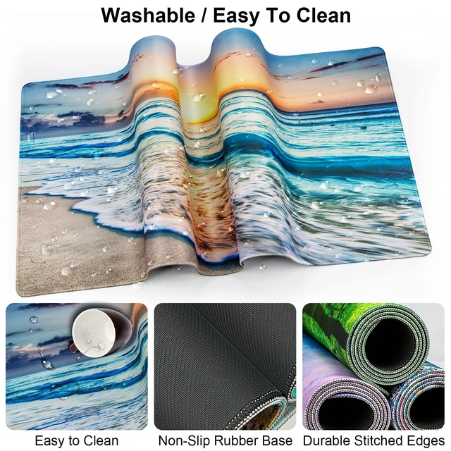 Alt view image 3 of 7 - 4 in 1 Mouse Pad and Keyboard Wrist Rest,Large Desk Mat,Coaster Set-Beach | Desk Matt For Desktop Wrist Rest Support XXL Gaming Cute Ergonomic for Computer Laptop Women Office Home Decor