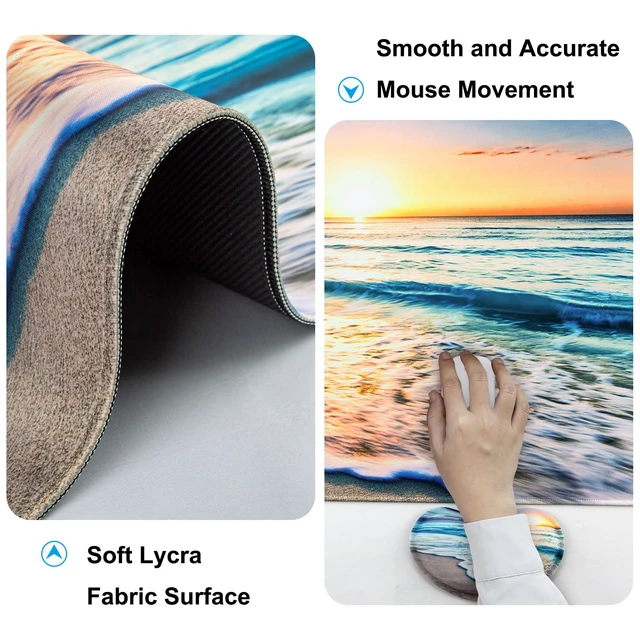 Alt view image 5 of 7 - 4 in 1 Mouse Pad and Keyboard Wrist Rest,Large Desk Mat,Coaster Set-Beach | Desk Matt For Desktop Wrist Rest Support XXL Gaming Cute Ergonomic for Computer Laptop Women Office Home Decor