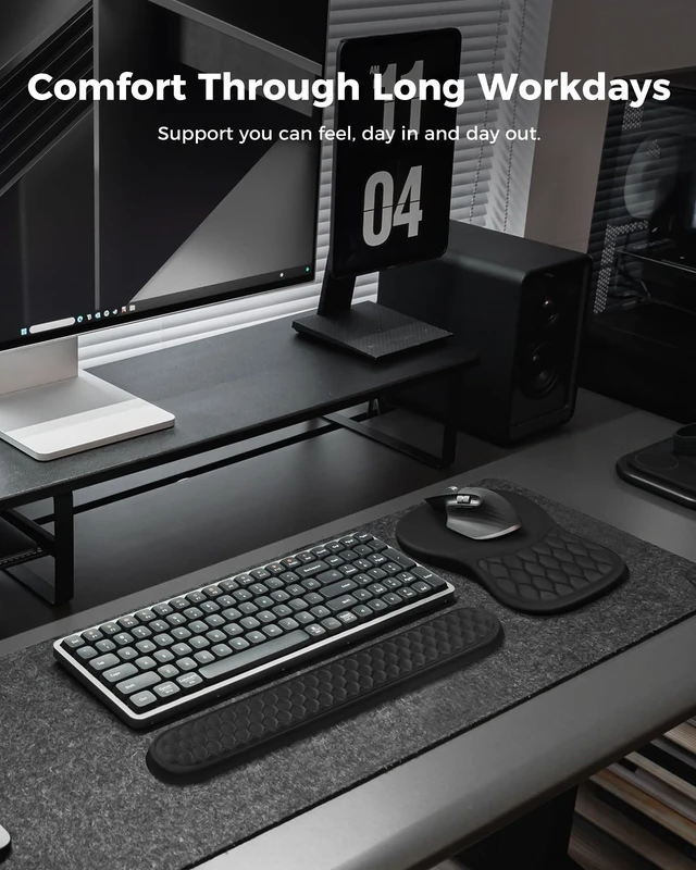 Alt view image 6 of 7 - Ergonomic Wrist Support Set for Keyboard and Mouse, Sloped Mouse Pad | 3D Textured Wrist Cushion, Smooth Lycra Surface, Non-Slip PU Base, Comfortable Support for Office/Home Computer Desks