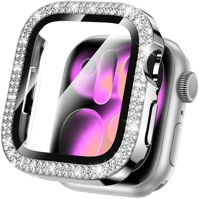 Main image of 46mm Bling Case with Glass for Apple Watch Series 11/10 | Sparkling Rhinestones Bumper with Screen Protector for iWatch Cover,Sensitive Touch,Ultra-Slim & Elegant Finish