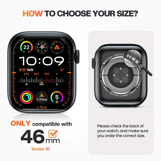 Alt view image 2 of 6 - 46mm Bling Case with Glass for Apple Watch Series 11/10 | Sparkling Rhinestones Bumper with Screen Protector for iWatch Cover,Sensitive Touch,Ultra-Slim & Elegant Finish
