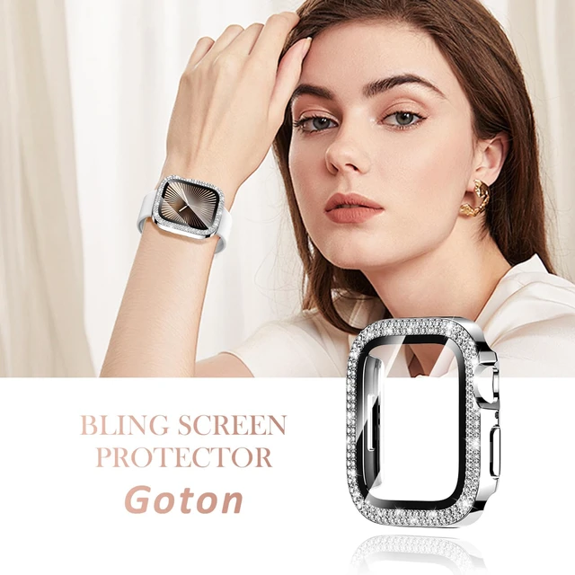 Alt view image 6 of 6 - 46mm Bling Case with Glass for Apple Watch Series 11/10 | Sparkling Rhinestones Bumper with Screen Protector for iWatch Cover,Sensitive Touch,Ultra-Slim & Elegant Finish