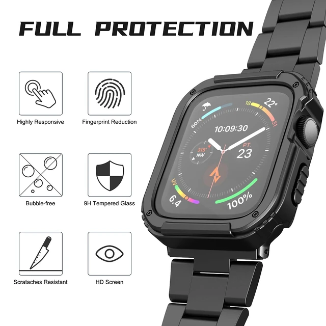 Alt view image 3 of 6 - 2 Pack Rugged Case Compatible for Apple Watch 46mm Series 11 10 with Tempered Glass Screen Protector, Military All Around Hard TPU Protective Cover Case Shockproof Bumper for iWatch Men 46mm