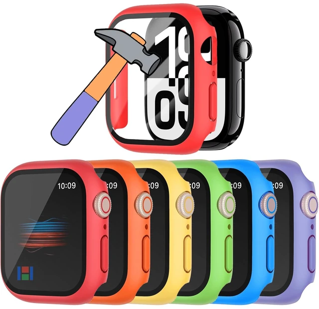 Main image of 6 Pack Tempered Glass Hard Case for Apple Watch Series 11 10 46mm | Screen Protector Cases Full Protective Cover Ultra-thin Shockproof Iwatch Bumper (Red+Orange+Yellow+Green+Blue+Purple, 46 mm)