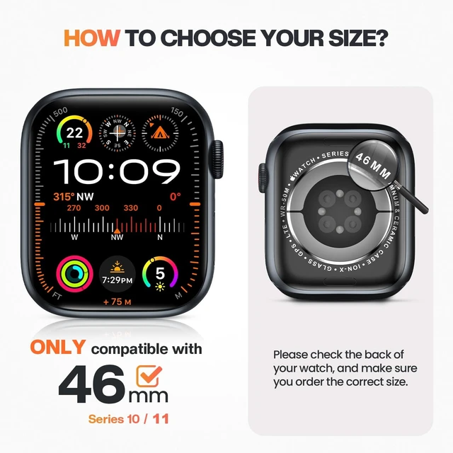 Alt view image 2 of 7 - Privacy Waterproof Case for Apple Watch Series 11/10 46mm | IP67 Water-Resistant & Anti-Fog, 9H Glass + PC Back Cover for iWatch Series 11 Screen Protector, Sensitive Touch