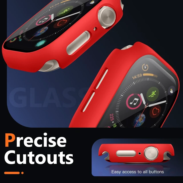 Alt view image 3 of 7 - 3 Pack Tempered Glass Case for Apple Watch Series 11 10 Screen Protector 46mm, Hard PC Cover Overall Protection Scratch-Resistant Case for iWatch Series 11 10, Touch Sensitive,Red/White/Black