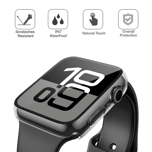 Alt view image 3 of 7 - 2-Pack Waterproof Case for 42mm Apple Watch Series 11/10 | Cover with 9H Tempered Glass Screen Protector for 11/10, Anti-Scratch, Crystal Transparent