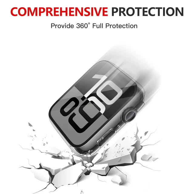 Alt view image 5 of 7 - 2-Pack Waterproof Case for 42mm Apple Watch Series 11/10 | Cover with 9H Tempered Glass Screen Protector for 11/10, Anti-Scratch, Crystal Transparent