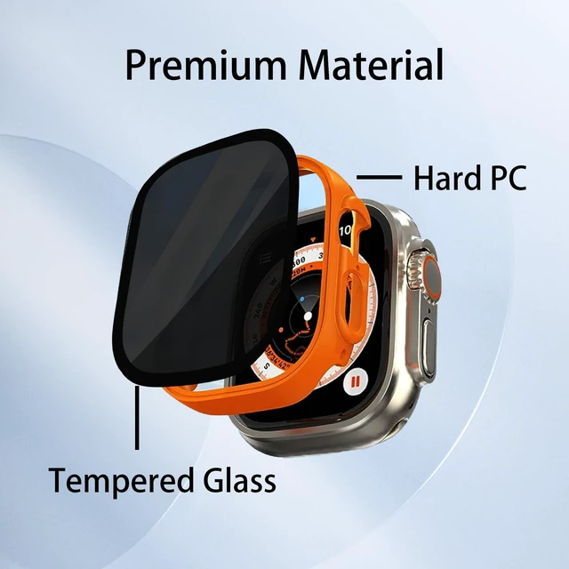 Alt view image 3 of 7 - for Apple Watch Series 11/10 46mm Privacy Screen Protector Case | Hard PC,Scratchproof, Anti-bubble 2 Pack Protective Cover for iWatch Series 11/10, Orange