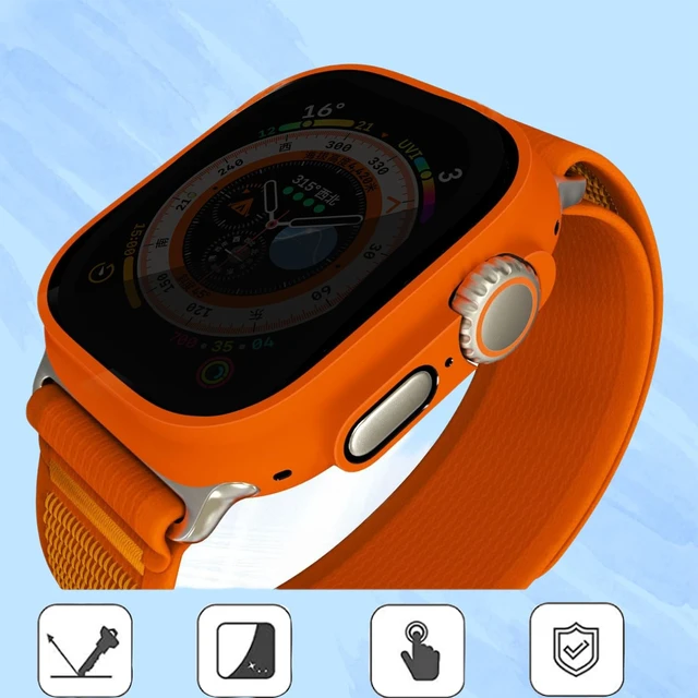 Alt view image 4 of 7 - for Apple Watch Series 11/10 46mm Privacy Screen Protector Case | Hard PC,Scratchproof, Anti-bubble 2 Pack Protective Cover for iWatch Series 11/10, Orange
