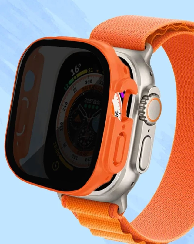 Alt view image 5 of 7 - for Apple Watch Series 11/10 46mm Privacy Screen Protector Case | Hard PC,Scratchproof, Anti-bubble 2 Pack Protective Cover for iWatch Series 11/10, Orange