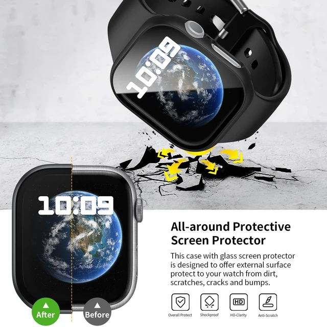 Alt view image 4 of 6 - 6 Pack Case with Screen Protector for 46mm Apple Watch Series 11/10 | Ultra-Thin Scratch Resistant Tempered Glass Cover Full Protective Hard PC Bumper Compatible with iWatch Series 11 10 46mm
