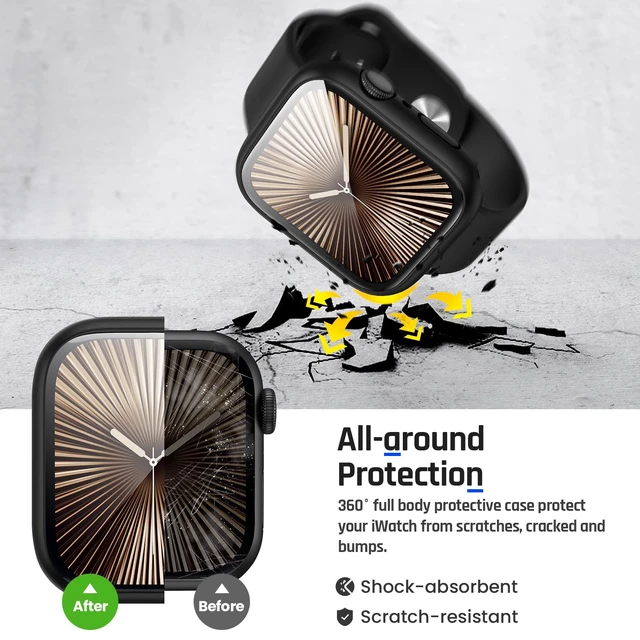 Alt view image 6 of 7 - Water-Resistant 46mm Case with Glass for Apple Watch Series 11/10 | PC Bumper Built-in Tempered Glass Screen Protector + PC Back Cover for iWatch, IP67 Waterproof & Anti-Fog, Sensitive Touch