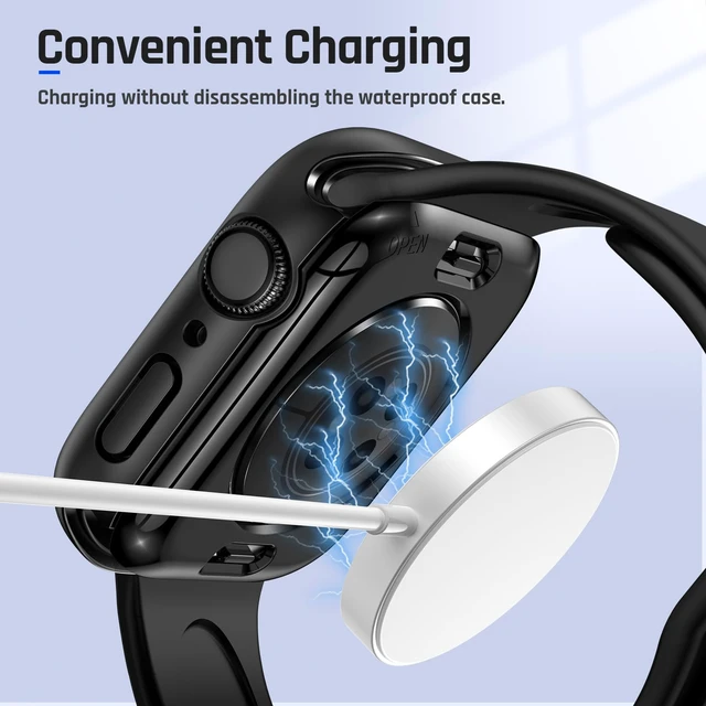 Alt view image 7 of 7 - Water-Resistant 46mm Case with Glass for Apple Watch Series 11/10 | PC Bumper Built-in Tempered Glass Screen Protector + PC Back Cover for iWatch, IP67 Waterproof & Anti-Fog, Sensitive Touch