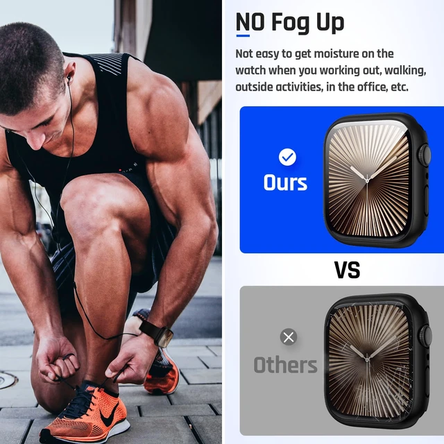 Alt view image 4 of 7 - Water-Resistant 46mm Case with Glass for Apple Watch Series 11/10 | PC Bumper Built-in Tempered Glass Screen Protector + PC Back Cover for iWatch, IP67 Waterproof & Anti-Fog, Sensitive Touch